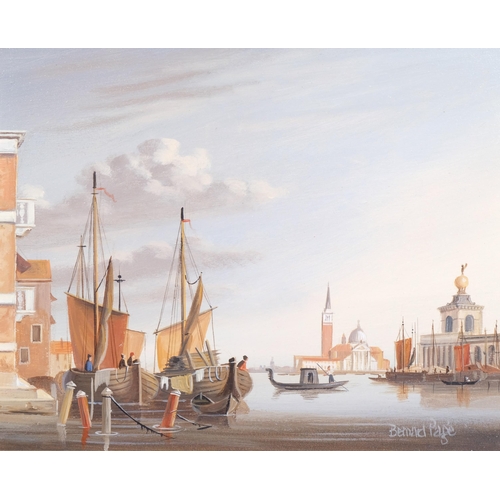 673 - Bernard Page, pair of scenes in Venice, oil on board, 19cm x 24cm, framed