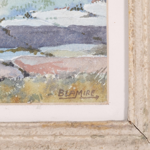 678 - Blamire, Ancient ruins near a volcano, watercolour, 35cm x 51cm, framed