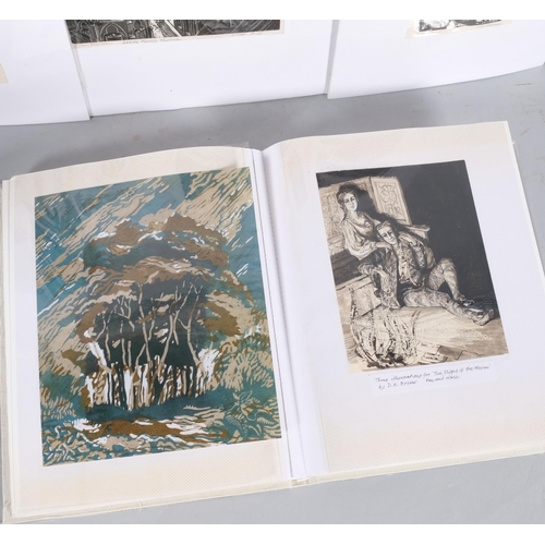 686 - Joan Freeman, group of wood engravings, mostly signed in pencil, together with a folder of works by ... 