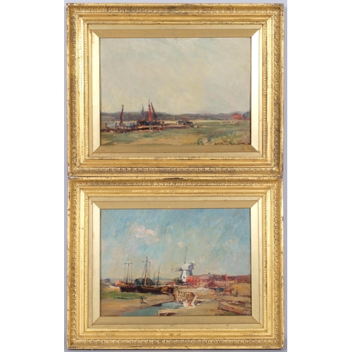 687 - Edward Aubrey Hunt, pair of Rye scenes, oils on wood panel, 26cm x 34cm, framed