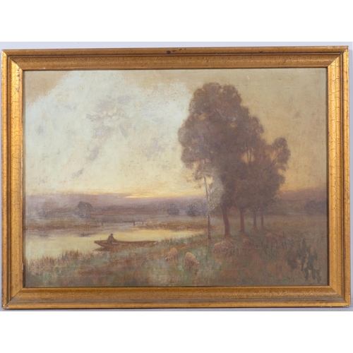 690 - Owen Baxter Morgan (active 1905 - 1932), impressionist landscape, oil on canvas, 33cm x 46cm, framed