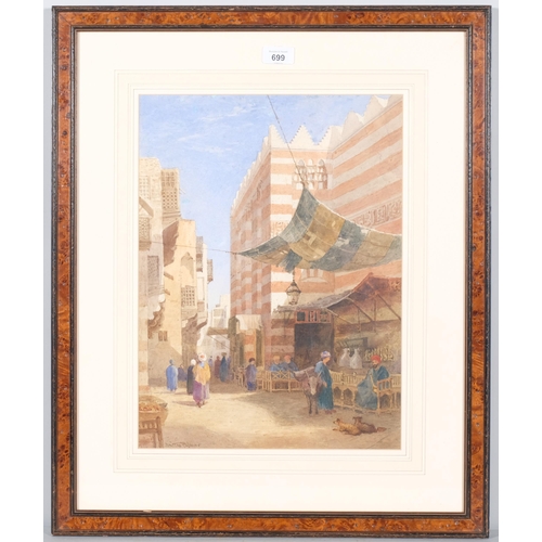 699 - Sutton Palmer (1854 - 1933), street scene Cairo, watercolour, 43cm x 32cm, framed