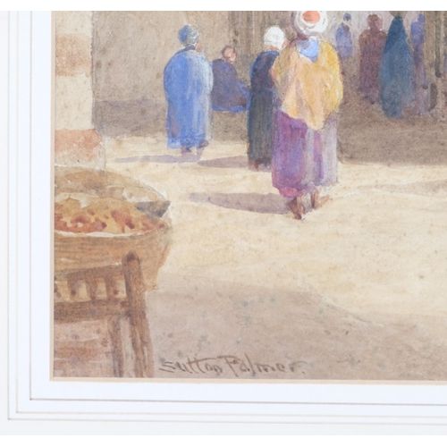 699 - Sutton Palmer (1854 - 1933), street scene Cairo, watercolour, 43cm x 32cm, framed