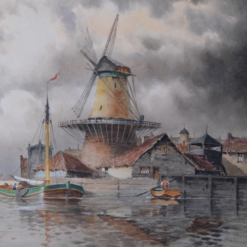 700 - Louis van Staaten, Dutch river scene, watercolour, 40cm x 60cm, framed