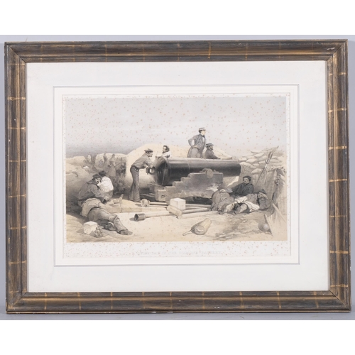 708 - Thomas Rowlinson, a ghost in the wine cellar, 1812, together with 2 Crimean War prints, framed (3)