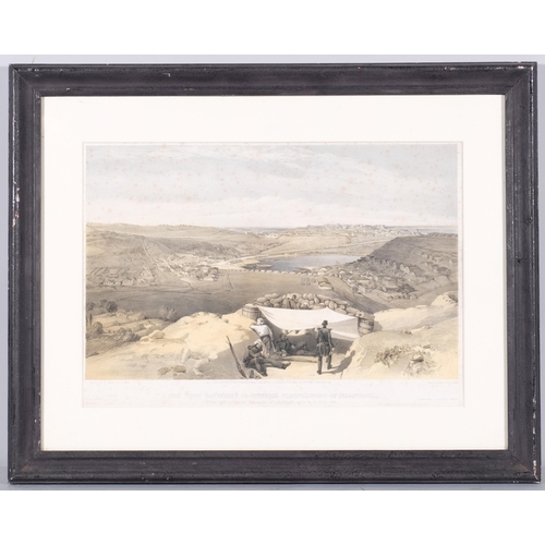 708 - Thomas Rowlinson, a ghost in the wine cellar, 1812, together with 2 Crimean War prints, framed (3)