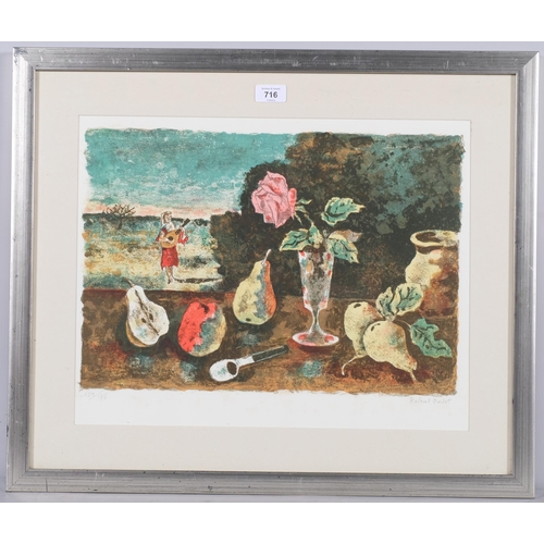 716 - Roland Oudot, pastoral, original lithograph, signed in pencil, no. 159/175, image 32cm x 40cm, frame... 