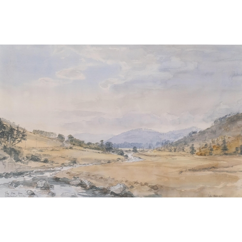 723 - Peter Foster, the Don from Glenbucket Bridge, 1972, watercolour, 30cm x 47cm, framed