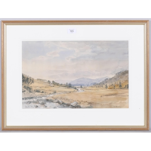 723 - Peter Foster, the Don from Glenbucket Bridge, 1972, watercolour, 30cm x 47cm, framed