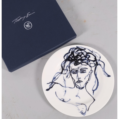 727 - Tracey Emin (born 1963), untitled 2023 (The Doors), silkscreen print on fine bone china plate (cobal... 