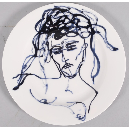 727 - Tracey Emin (born 1963), untitled 2023 (The Doors), silkscreen print on fine bone china plate (cobal... 