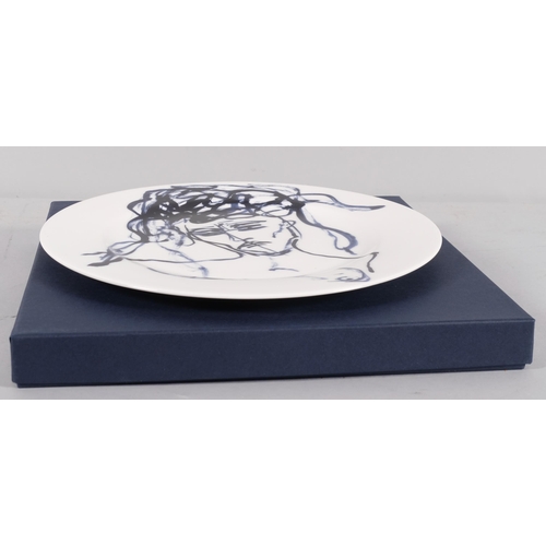 727 - Tracey Emin (born 1963), untitled 2023 (The Doors), silkscreen print on fine bone china plate (cobal... 