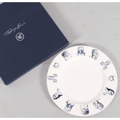 728 - Tracey Emin (born 1963), untitled 2023 (The Doors), silkscreen print on fine bone china plate (cobal... 