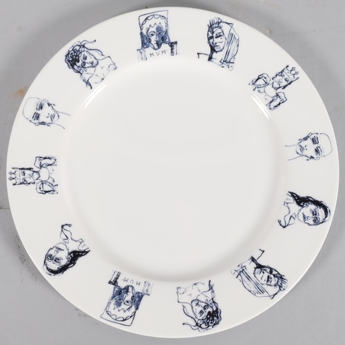 728 - Tracey Emin (born 1963), untitled 2023 (The Doors), silkscreen print on fine bone china plate (cobal... 