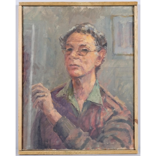 734 - Portrait of an artist, mid-20th century oil on canvas, unsigned, 45cm x 35cm, framed