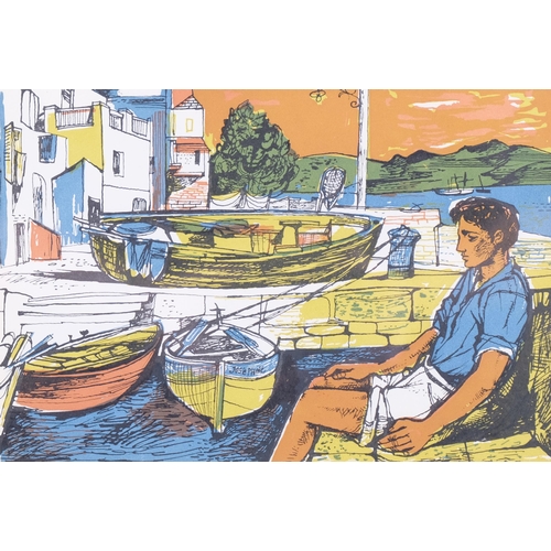 750 - John Minton (1917-1957), lithograph in colours on wove paper, Corsican Harbour, 21.5cm x 14.5cm, mou... 