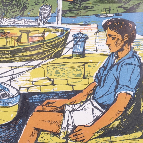 750 - John Minton (1917-1957), lithograph in colours on wove paper, Corsican Harbour, 21.5cm x 14.5cm, mou... 