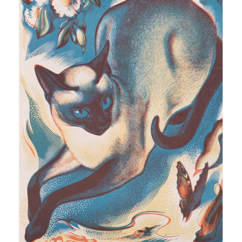 755 - Agnes Miller Parker (1895-1980), wood engraving in colours on paper, Siamese Cat (1939), mounted, fr... 