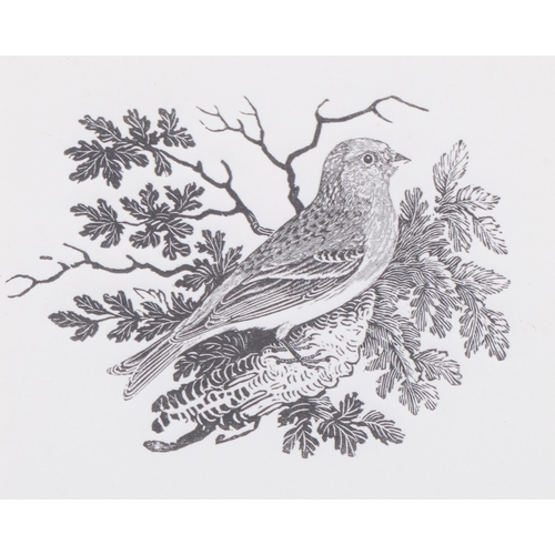 759 - Thomas Bewick (1753-1828), wood engraving on paper, The Lesser Redpole, 6cm x 7.5cm, mounted, glazed... 