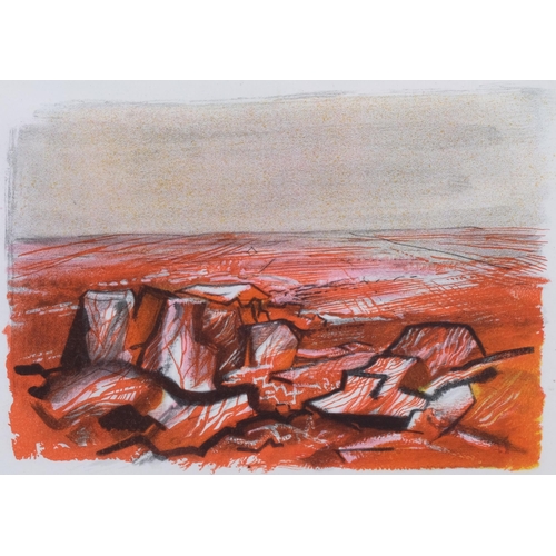 761 - John Piper (1903-1992), drawing lithographed in colours on paper, Red Rocks, from The Traveller, 13.... 