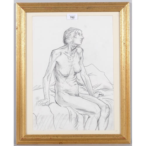 762 - Kathe Strenitz (1923-2017), pencil on paper, Female Nude, 41cm x 29cm, mounted, glazed and framed. B... 