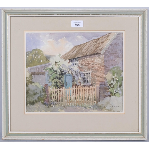 764 - Sidney Wright, country cottage, watercolour, 25cm x 31cm, framed