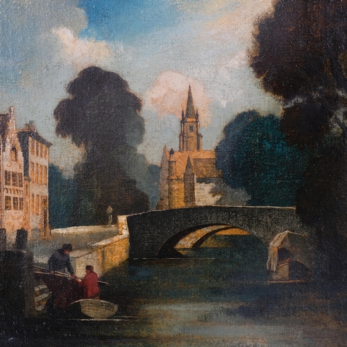 771 - Bertram Nicholls (1883 - 1974), evening in Bruges, 1934, oil on canvas, 54cm x 65cm, unframed