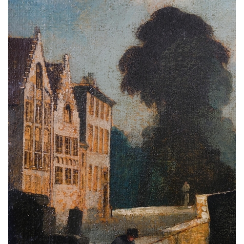 771 - Bertram Nicholls (1883 - 1974), evening in Bruges, 1934, oil on canvas, 54cm x 65cm, unframed