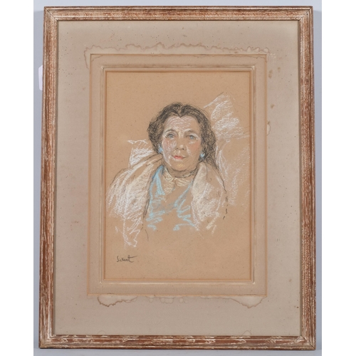 772 - Attributed to Walter Richard Sickert (1860 - 1942), portrait of a woman, coloured pastels, signed, 3... 