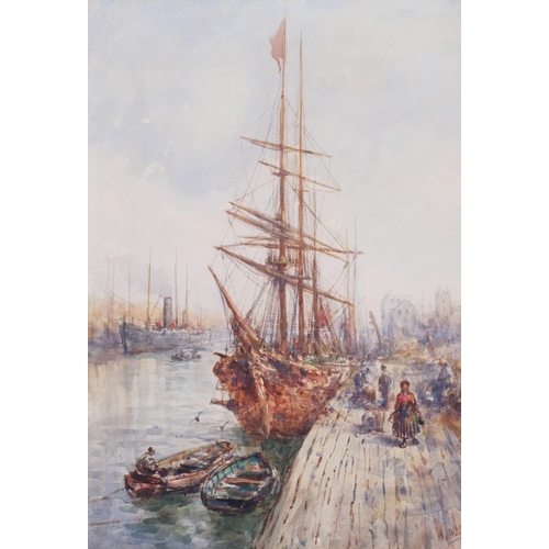 773 - William Webb, pair of harbour scenes, watercolour, 34cm x 24cm, framed