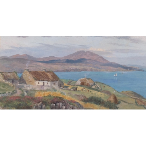 781 - An Irish coastal scene circa 1909, gouache on paper, detail verso 