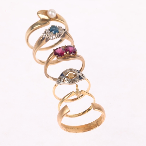 1313 - 6 gold rings, comprising 3 x 18ct, 5.5g, 2 x 9g, 5g, and 1 x 8ct, 3g (6)