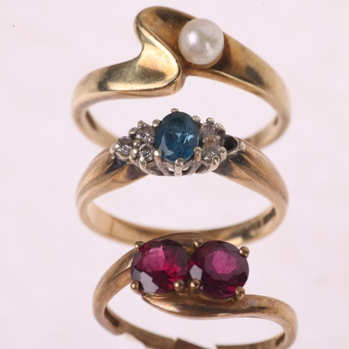 1313 - 6 gold rings, comprising 3 x 18ct, 5.5g, 2 x 9g, 5g, and 1 x 8ct, 3g (6)