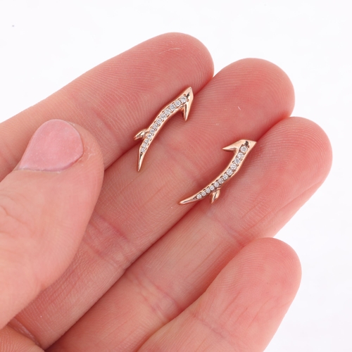 1319 - SHAUN LEANE - a pair of rose gold vermeil sterling silver diamond Cherry Branch earrings, set with m... 