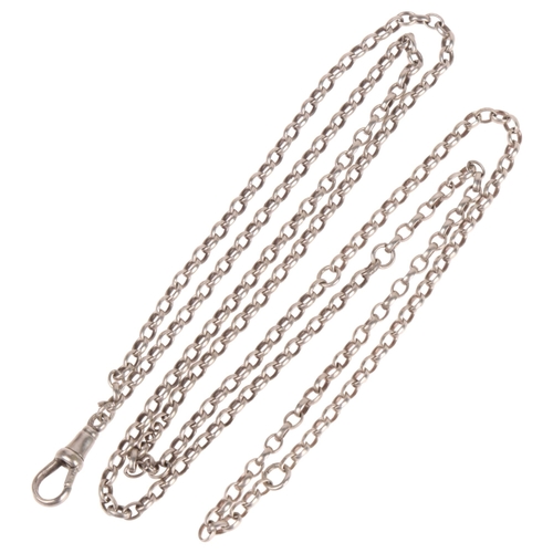 1327 - An Antique silver belcher link chain necklace, with silver dog clip, 44cm, 18.8g