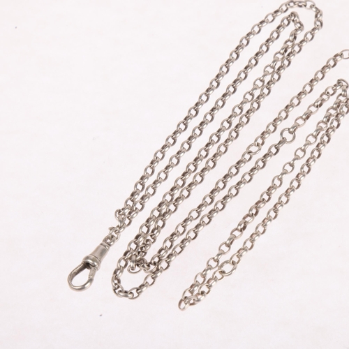 1327 - An Antique silver belcher link chain necklace, with silver dog clip, 44cm, 18.8g