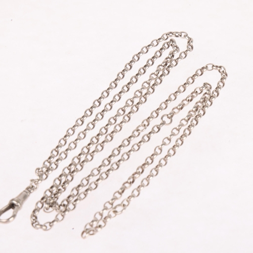 1327 - An Antique silver belcher link chain necklace, with silver dog clip, 44cm, 18.8g