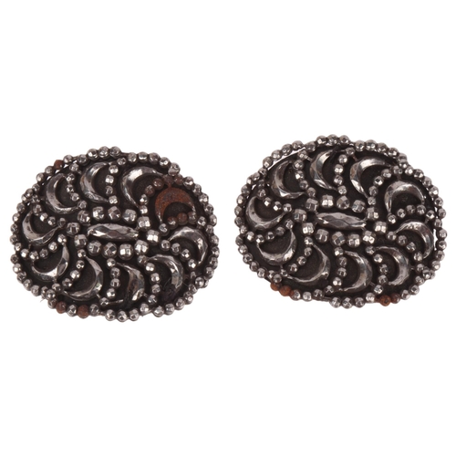 1333 - A pair of Georgian cut steel celestial shoe buckles, 47mm, 13.3g