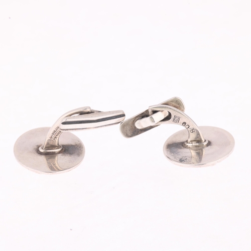 1341 - GEORG JENSEN - a pair of Danish modernist sterling silver cufflinks, designed by Johan Rohde, model ... 