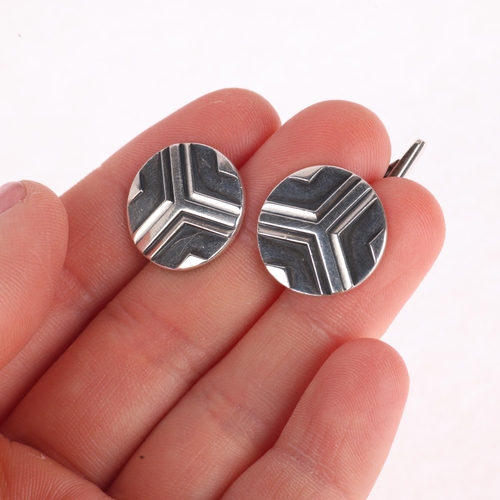 1341 - GEORG JENSEN - a pair of Danish modernist sterling silver cufflinks, designed by Johan Rohde, model ... 