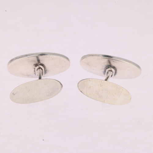 1342 - GEORG JENSEN - a pair of Danish modernist sterling silver cufflinks, designed by Poul Hansen, model ... 