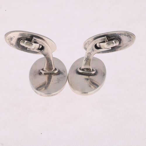 1342 - GEORG JENSEN - a pair of Danish modernist sterling silver cufflinks, designed by Poul Hansen, model ... 