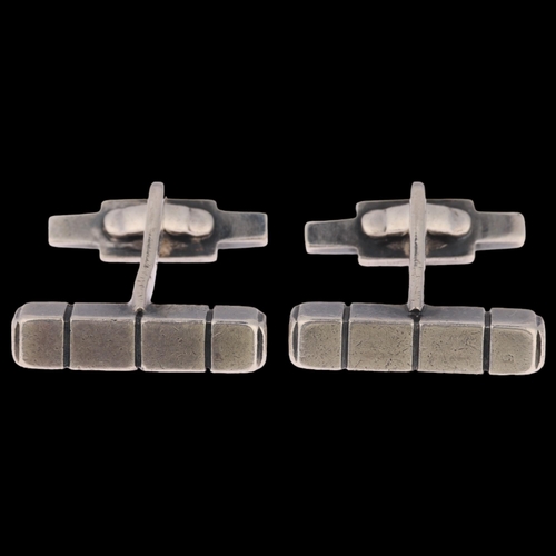 1343 - GEORG JENSEN - a pair of Danish modernist sterling silver block cufflinks, designed by Henry Pilstru... 