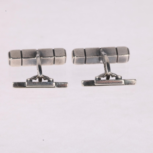 1343 - GEORG JENSEN - a pair of Danish modernist sterling silver block cufflinks, designed by Henry Pilstru... 