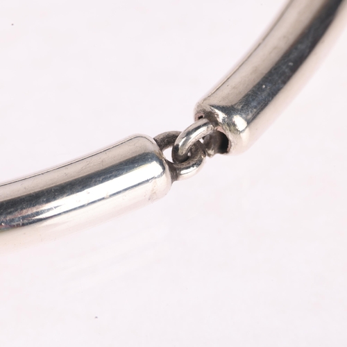 1348 - NIELS ERIK FROM - a Danish modernist sterling silver neck torque, 3-section tubular form, band width... 