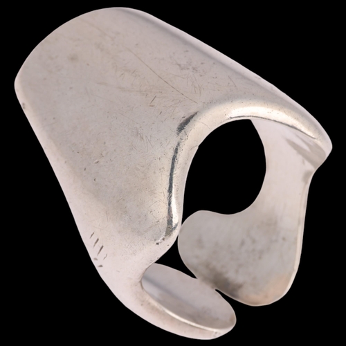 1349 - JACOB HULL - a Danish modernist sterling silver abstract ring, setting height 24.6mm, size R, 18.3g