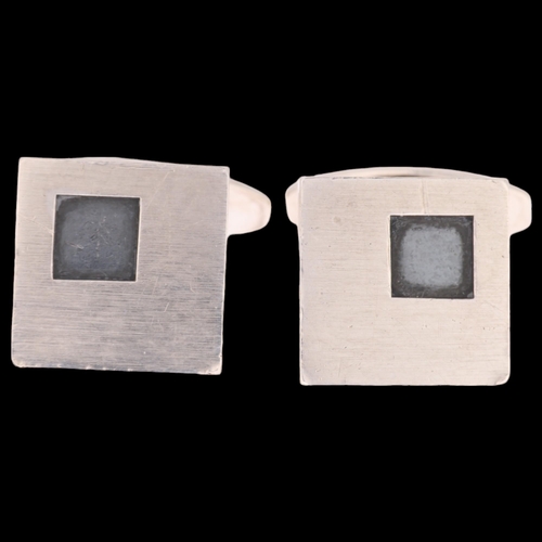 1352 - NIELS ERIK FROM - a pair of Danish modernist oxidised sterling silver geometric cufflinks, 15mm, 15.... 