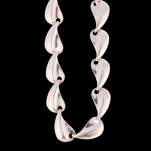 1363 - JENS JOHS AAGAARD - a Danish modernist sterling silver wing panel necklace, 42cm, 39.4g