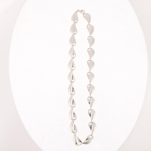 1363 - JENS JOHS AAGAARD - a Danish modernist sterling silver wing panel necklace, 42cm, 39.4g