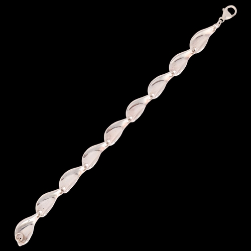 1364 - JENS JOHS AAGAARD - a Danish modernist sterling silver petal panel bracelet, 18cm, 19.7g